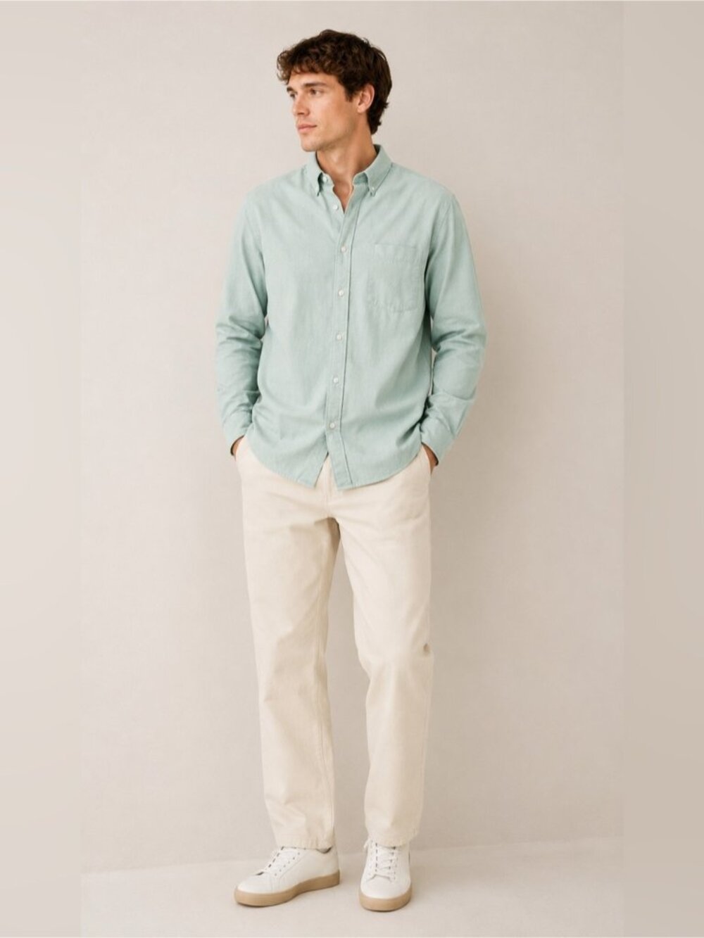 Frank And Oak Mint Green Button-Up Shirt Women’s Large
